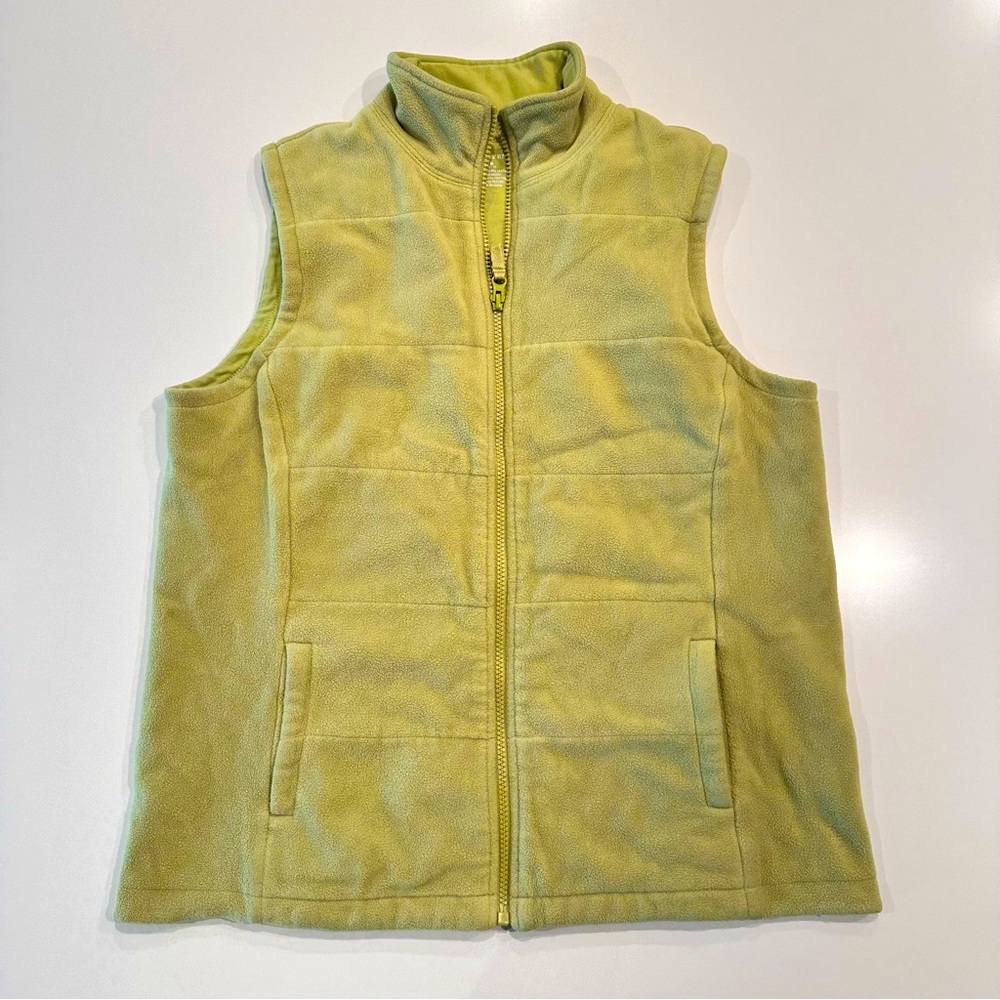 Lands End Lime Green Zip Up Fleece Vest Size Medium‎